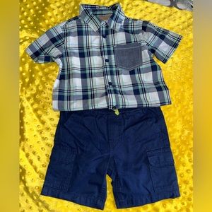 Lee’s Toddler button down plaid shirt and cargo shorts set
